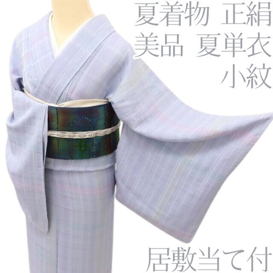 百華 Y5471 美品 夏着物 正絹 夏単衣 居敷当て付 小紋