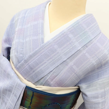 百華 Y5471 美品 夏着物 正絹 夏単衣 居敷当て付 小紋
