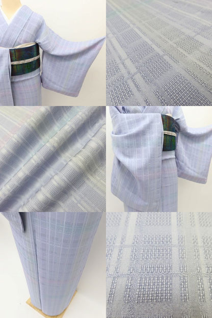 百華 Y5471 美品 夏着物 正絹 夏単衣 居敷当て付 小紋