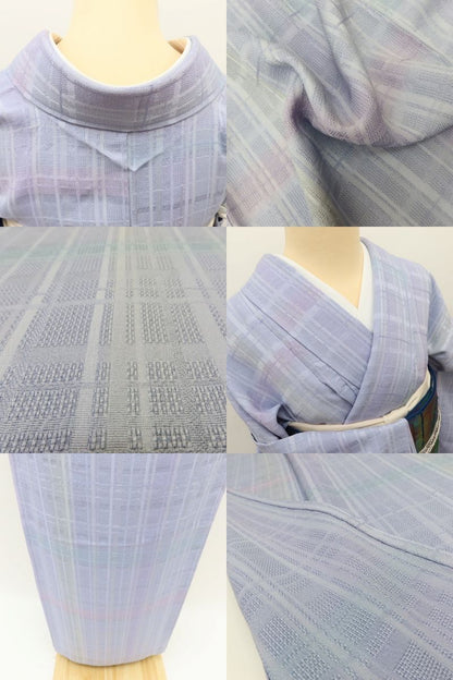 百華 Y5471 美品 夏着物 正絹 夏単衣 居敷当て付 小紋