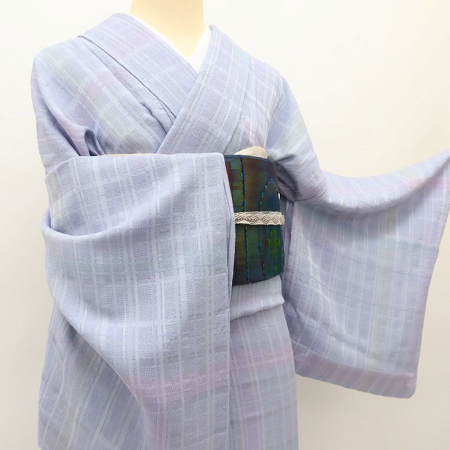 百華 Y5471 美品 夏着物 正絹 夏単衣 居敷当て付 小紋