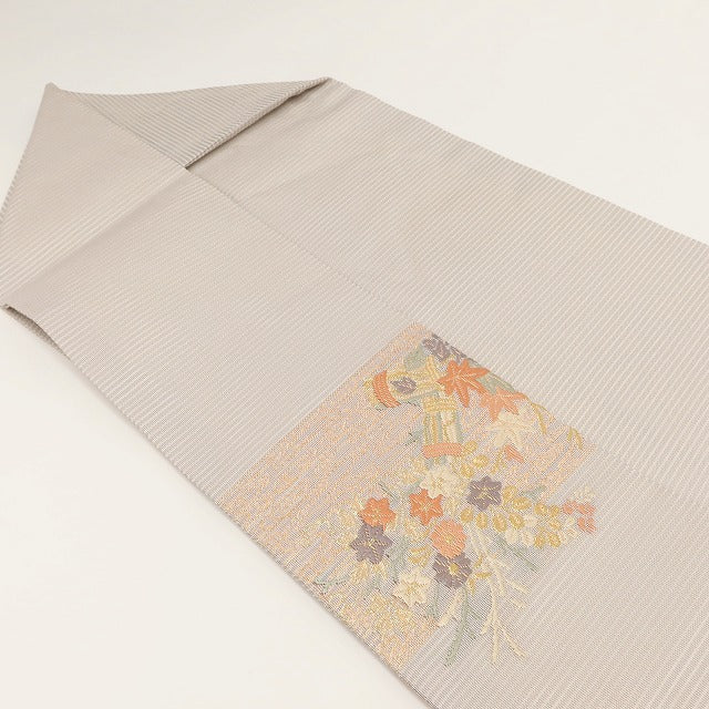 百華 Y5482 美品 夏着物 正絹 絽 菊 紅葉 撫子 萩 名古屋帯