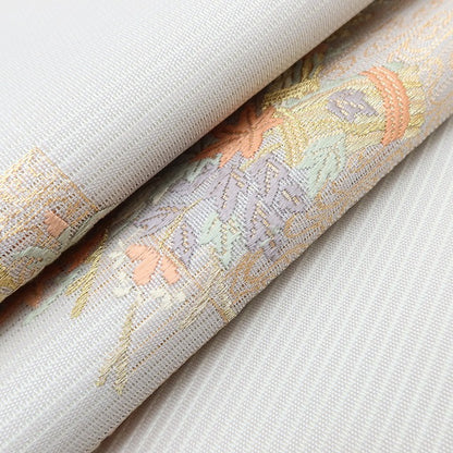 百華 Y5482 美品 夏着物 正絹 絽 菊 紅葉 撫子 萩 名古屋帯