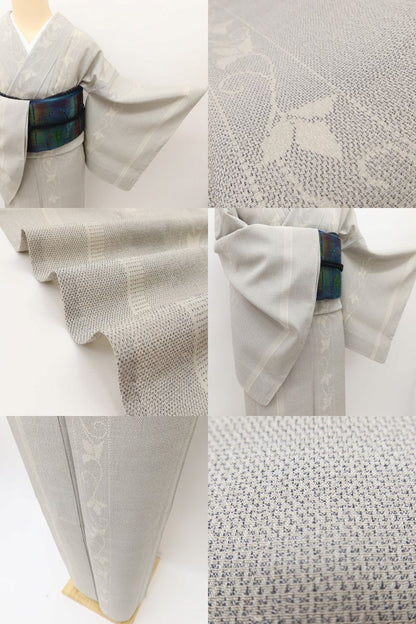 百華 Y5488 新品 仕付け糸付 夏着物 紗紬 正絹 居敷当て付 手縫い仕立て 結城紬
