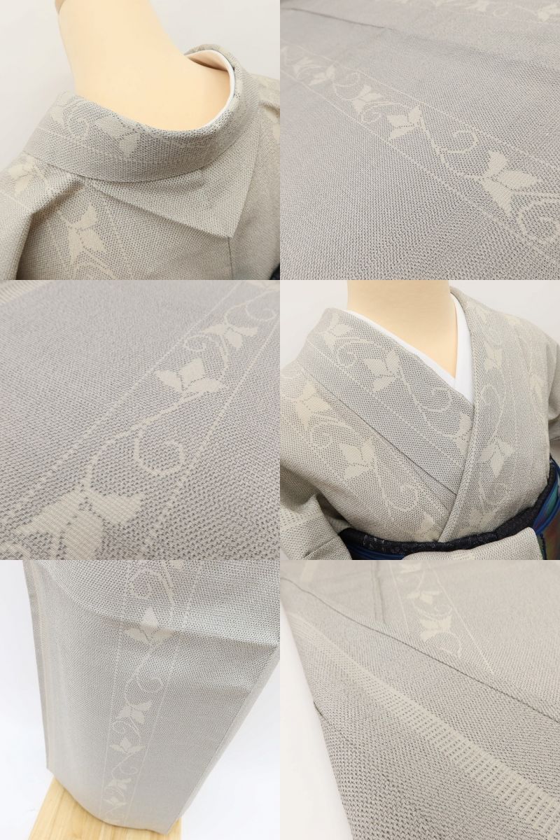 百華 Y5488 新品 仕付け糸付 夏着物 紗紬 正絹 居敷当て付 手縫い仕立て 結城紬