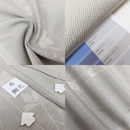 百華 Y5488 新品 仕付け糸付 夏着物 紗紬 正絹 居敷当て付 手縫い仕立て 結城紬