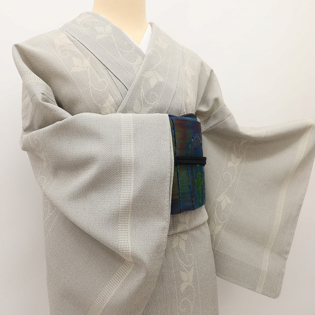 百華 Y5488 新品 仕付け糸付 夏着物 紗紬 正絹 居敷当て付 手縫い仕立て 結城紬