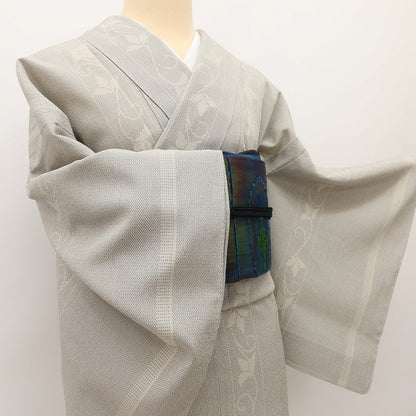 百華 Y5488 新品 仕付け糸付 夏着物 紗紬 正絹 居敷当て付 手縫い仕立て 結城紬