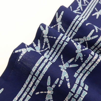 百華 Y5493 美品 洗える夏着物 高級仕立て 竹縞 勝ち虫 トンボ 手縫い仕立て 浴衣
