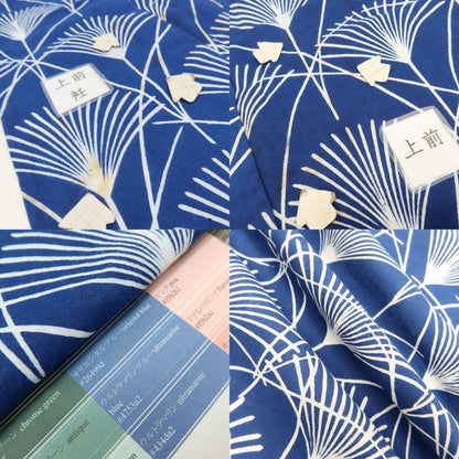 百華 Y5494 洗える夏着物 注染 ススキ 居敷当て付 手縫い仕立て 綿 浴衣