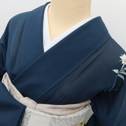 百華 Y5495 美品 夏着物 絽 正絹 桔梗 露芝 手縫い仕立て 訪問着