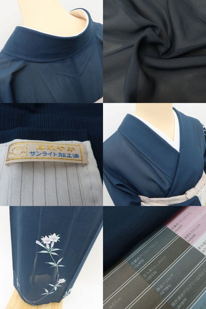 百華 Y5495 美品 夏着物 絽 正絹 桔梗 露芝 手縫い仕立て 訪問着