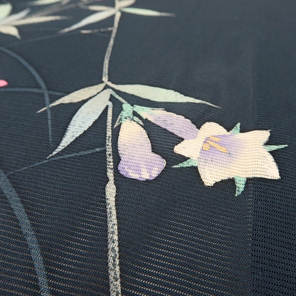 百華 Y5495 美品 夏着物 絽 正絹 桔梗 露芝 手縫い仕立て 訪問着
