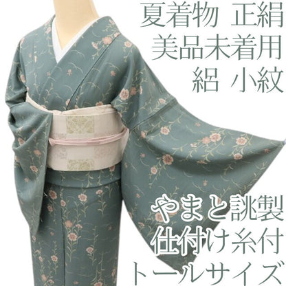 百華 Y5497 美品未着用 仕付け糸付 夏着物 やまと誂製 トールサイズ 撫子 絽 正絹 小紋