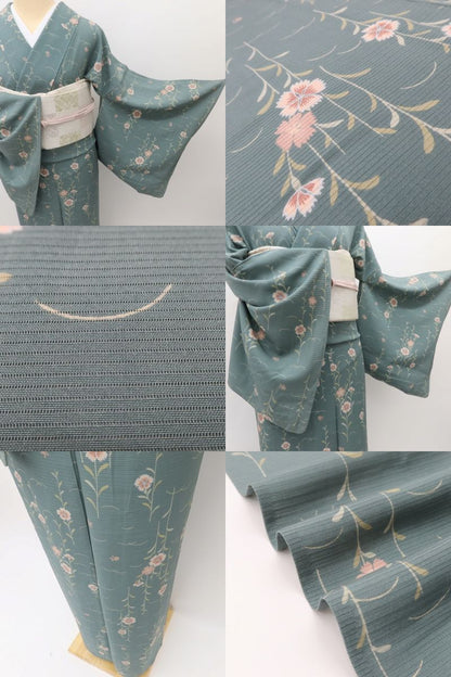 百華 Y5497 美品未着用 仕付け糸付 夏着物 やまと誂製 トールサイズ 撫子 絽 正絹 小紋