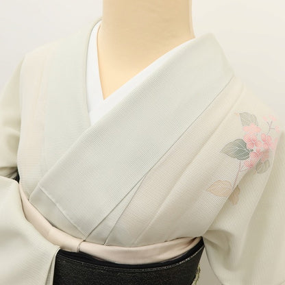 百華 Y5498 美品 夏着物 丹後ちりめん 手描き友禅 木賊 紫陽花 トールサイズ 絽 正絹 手縫い仕立て 訪問着