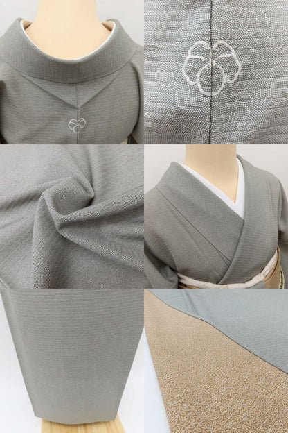 百華 Y5500 美品 夏着物 一つ紋 鮫柄 両面染め トールサイズ 絽 正絹 江戸小紋