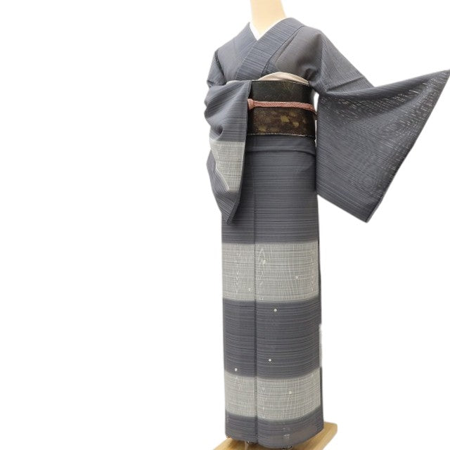 百華 Y5508 美品 夏着物 銀駒刺繍 変則絽 正絹 手縫い仕立て 訪問着