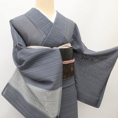百華 Y5508 美品 夏着物 銀駒刺繍 変則絽 正絹 手縫い仕立て 訪問着