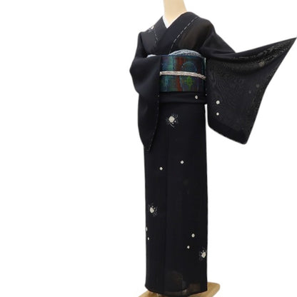 百華 Y5509 新品 仕付け糸付 かに 絞り 手縫い仕立て 正絹 紗紬