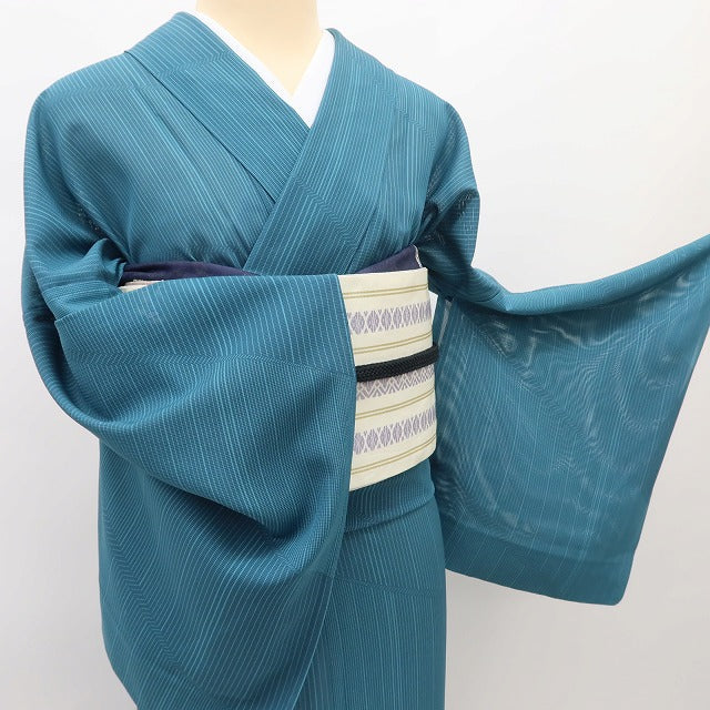百華 Y5510 夏着物 一つ紋 トールサイズ 笹べり付 絽 正絹 手縫い仕立て 色無地