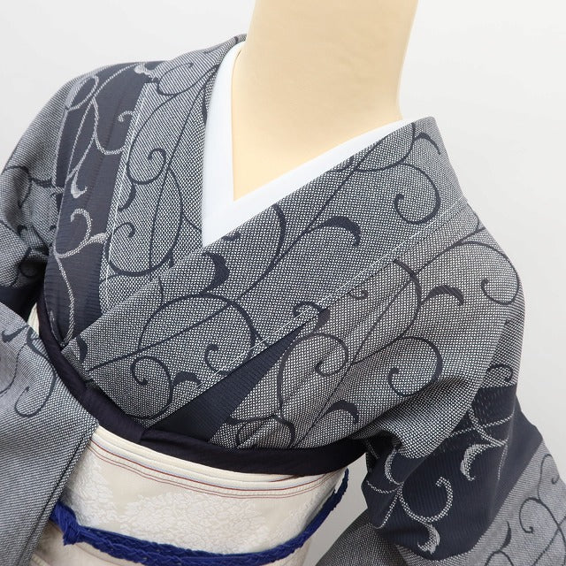百華 Y5518 新品 仕付け糸付 夏着物 絽 正絹 居敷当て付 手縫い仕立て 小紋