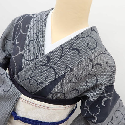 百華 Y5518 新品 仕付け糸付 夏着物 絽 正絹 居敷当て付 手縫い仕立て 小紋