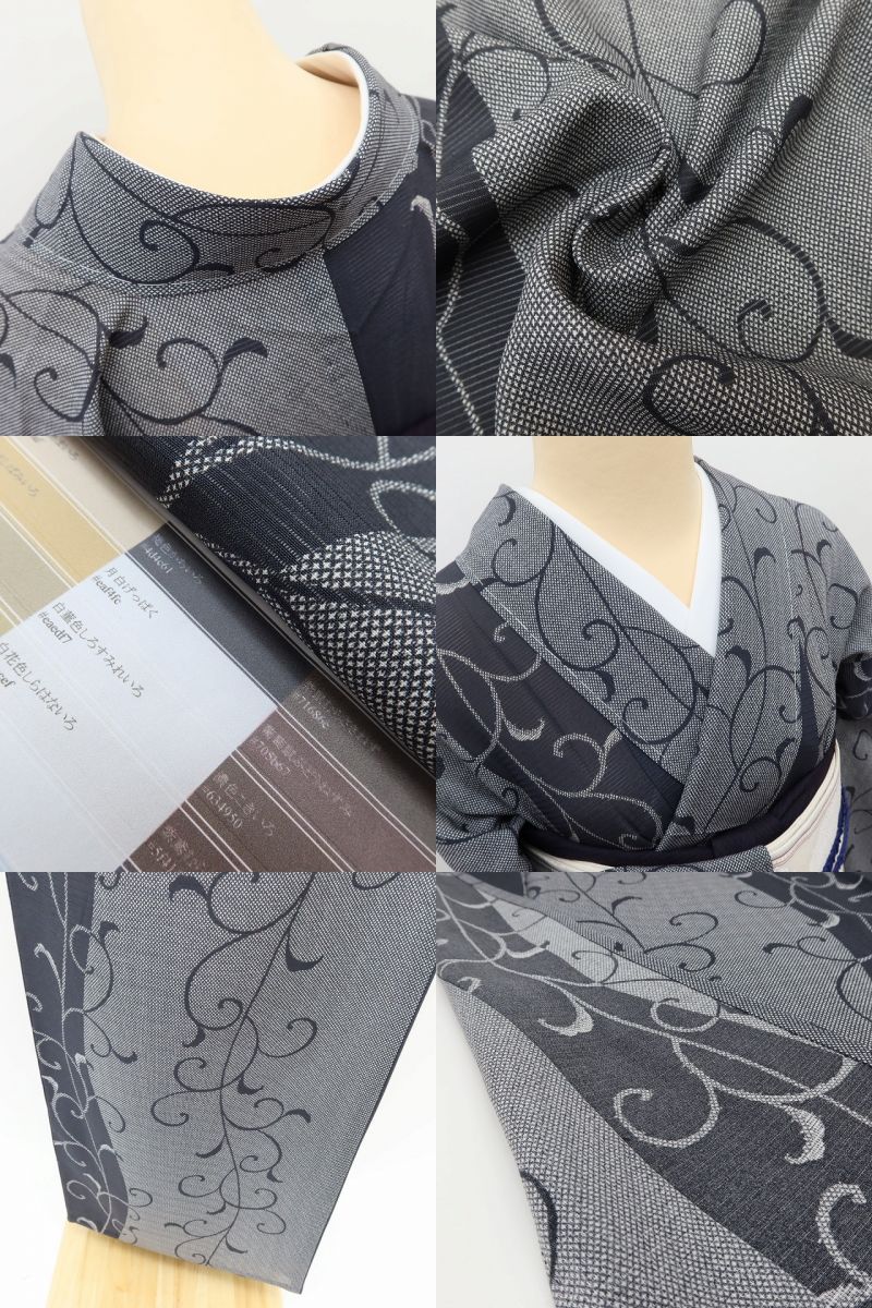 百華 Y5518 新品 仕付け糸付 夏着物 絽 正絹 居敷当て付 手縫い仕立て 小紋