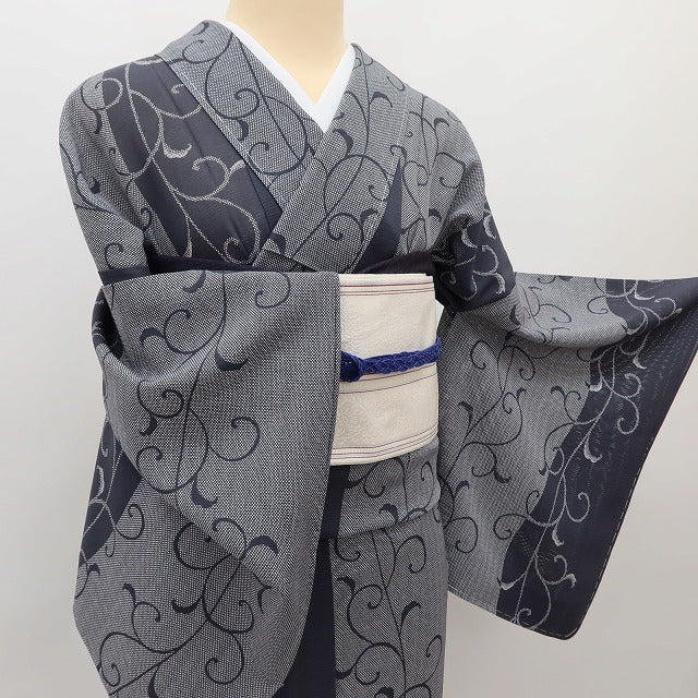 百華 Y5518 新品 仕付け糸付 夏着物 絽 正絹 居敷当て付 手縫い仕立て 小紋