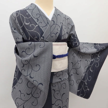 百華 Y5518 新品 仕付け糸付 夏着物 絽 正絹 居敷当て付 手縫い仕立て 小紋