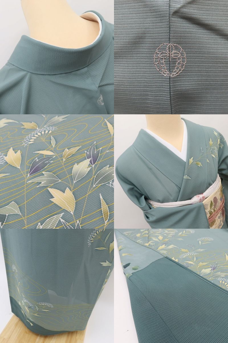 百華 Y5519 美品 夏着物 一つ紋 絽 正絹 手縫い仕立て 訪問着