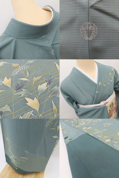 百華 Y5519 美品 夏着物 一つ紋 絽 正絹 手縫い仕立て 訪問着