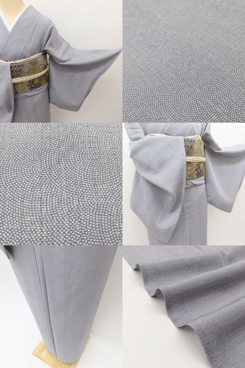 百華 Y5520 美品 夏着物 鮫柄 両面染 絽 正絹 江戸小紋