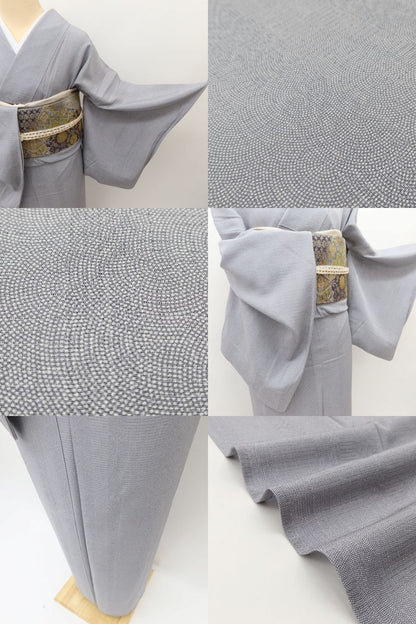 百華 Y5520 美品 夏着物 鮫柄 両面染 絽 正絹 江戸小紋