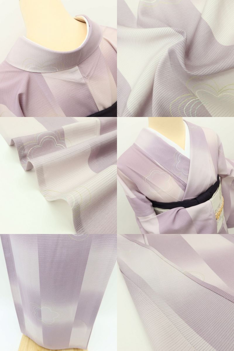 百華 Y5521 夏着物 絽 変わり市松 正絹 手縫い仕立て 小紋