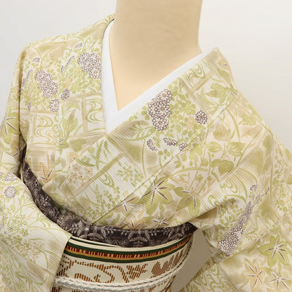 百華 Y5522 新品 仕付け糸付 夏着物 絽 正絹 手縫い仕立て 小紋