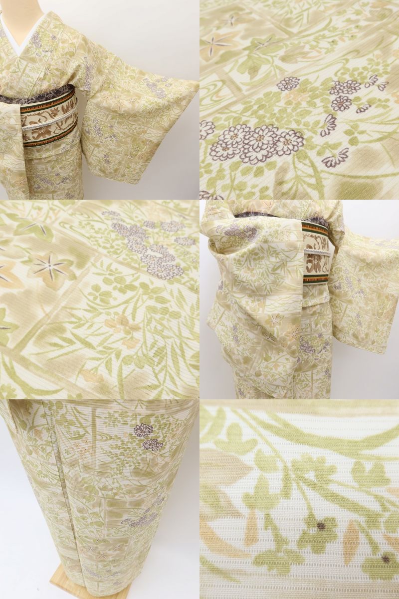 百華 Y5522 新品 仕付け糸付 夏着物 絽 正絹 手縫い仕立て 小紋