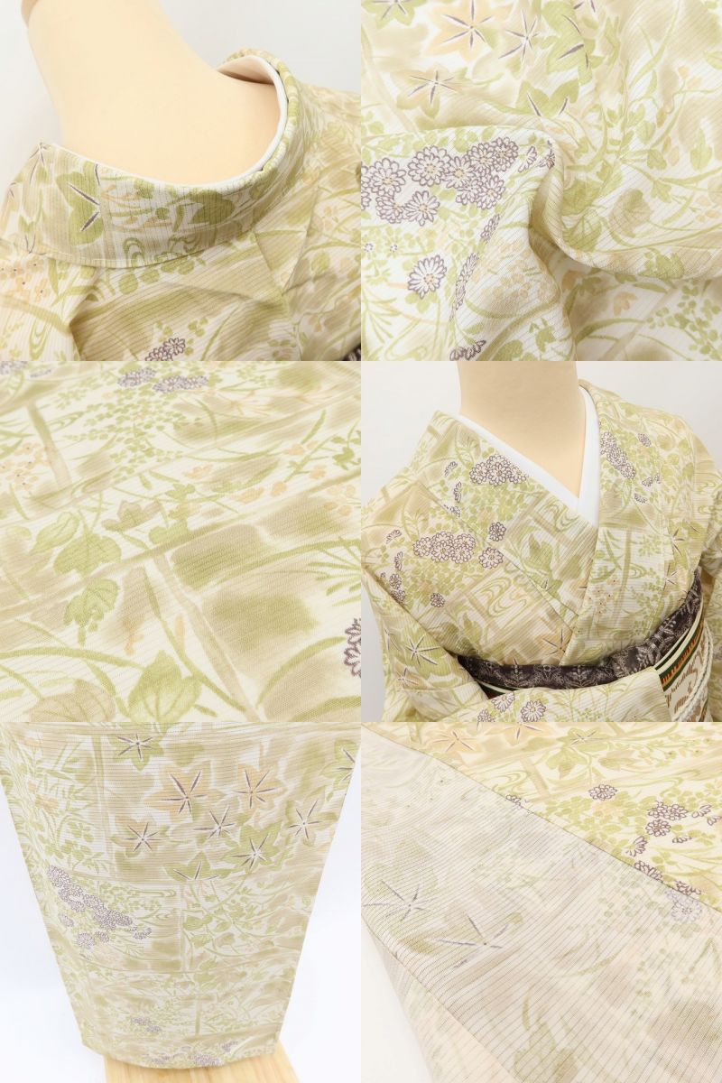 百華 Y5522 新品 仕付け糸付 夏着物 絽 正絹 手縫い仕立て 小紋