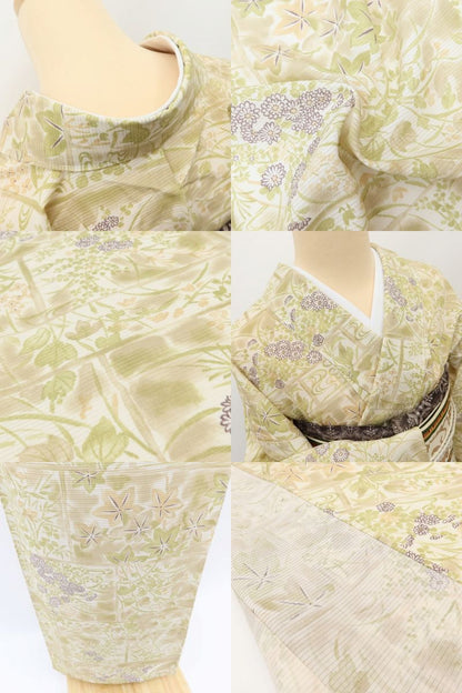 百華 Y5522 新品 仕付け糸付 夏着物 絽 正絹 手縫い仕立て 小紋