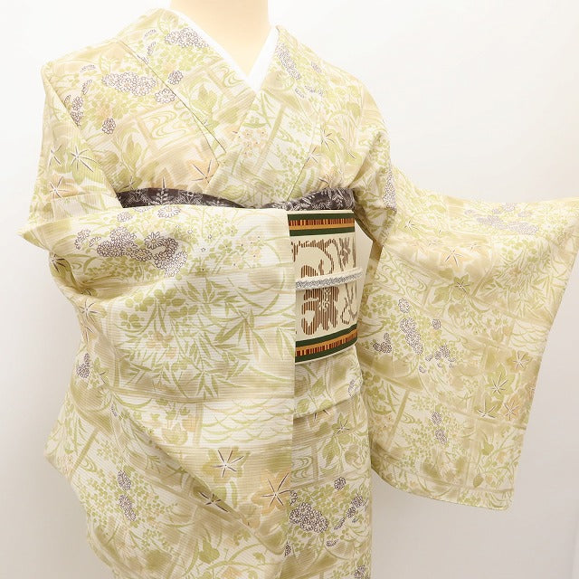 百華 Y5522 新品 仕付け糸付 夏着物 絽 正絹 手縫い仕立て 小紋