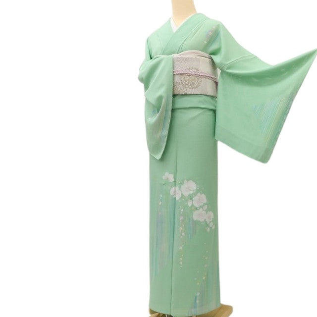 百華 Y5523 美品未着用 仕付け糸付 夏着物 絽 胡蝶蘭 正絹 手縫い仕立て 訪問着
