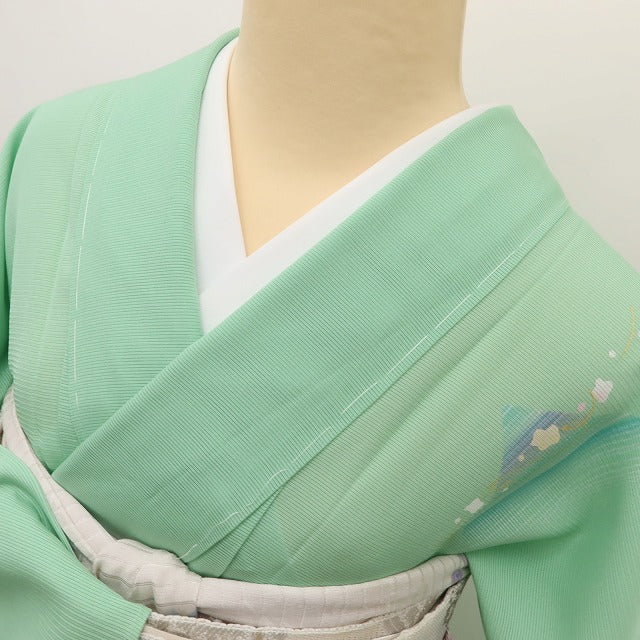百華 Y5523 美品未着用 仕付け糸付 夏着物 絽 胡蝶蘭 正絹 手縫い仕立て 訪問着