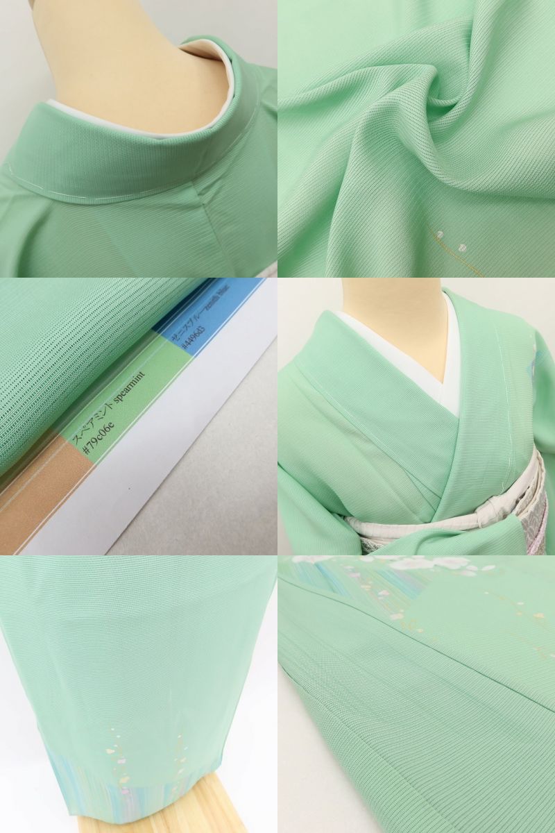 百華 Y5523 美品未着用 仕付け糸付 夏着物 絽 胡蝶蘭 正絹 手縫い仕立て 訪問着