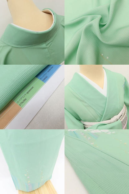百華 Y5523 美品未着用 仕付け糸付 夏着物 絽 胡蝶蘭 正絹 手縫い仕立て 訪問着