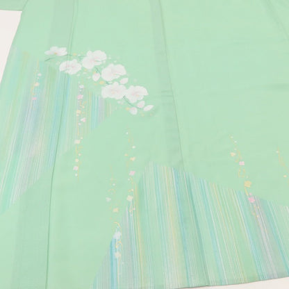 百華 Y5523 美品未着用 仕付け糸付 夏着物 絽 胡蝶蘭 正絹 手縫い仕立て 訪問着