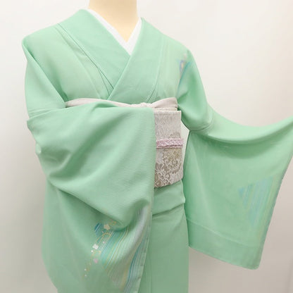 百華 Y5523 美品未着用 仕付け糸付 夏着物 絽 胡蝶蘭 正絹 手縫い仕立て 訪問着