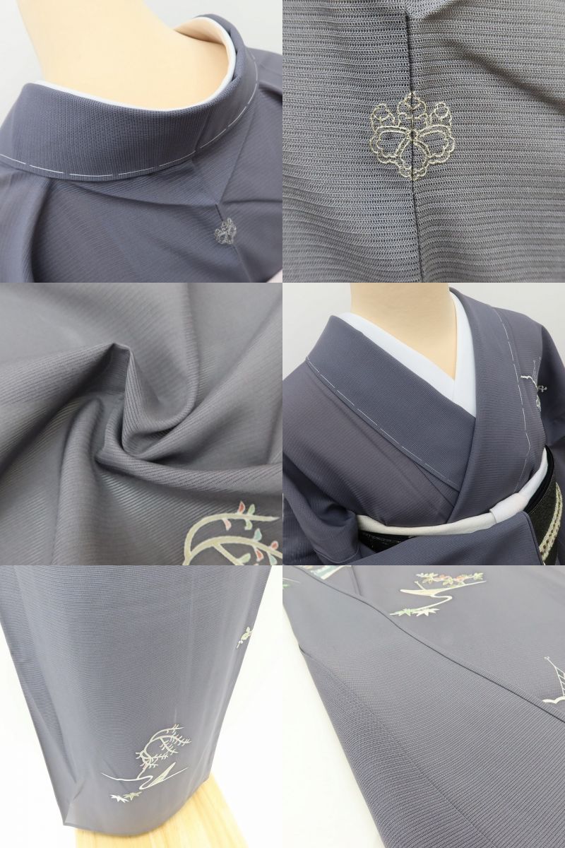 百華 Y5524 新品 仕付け糸付 夏着物 一つ紋 銀駒刺繍 絽 正絹 手縫い仕立て 訪問着