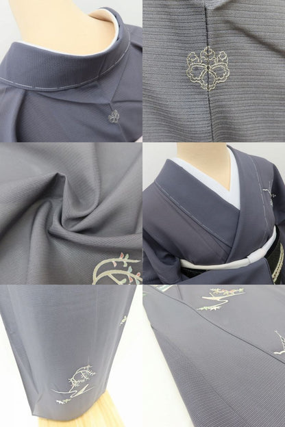 百華 Y5524 新品 仕付け糸付 夏着物 一つ紋 銀駒刺繍 絽 正絹 手縫い仕立て 訪問着