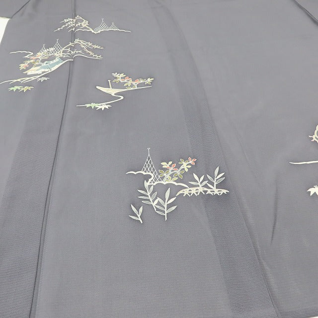 百華 Y5524 新品 仕付け糸付 夏着物 一つ紋 銀駒刺繍 絽 正絹 手縫い仕立て 訪問着