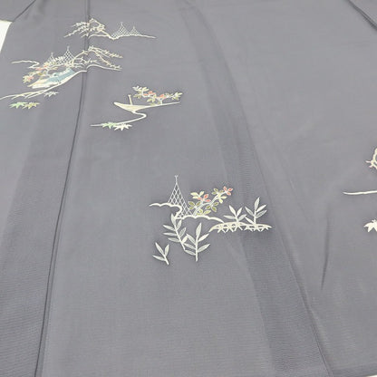百華 Y5524 新品 仕付け糸付 夏着物 一つ紋 銀駒刺繍 絽 正絹 手縫い仕立て 訪問着